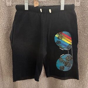 Californian Vintage Black Graphic Athletic Shorts